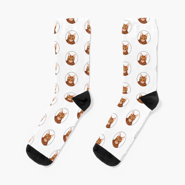 Ginger Cat Watercolor Painting Wildlife Artwork Socks