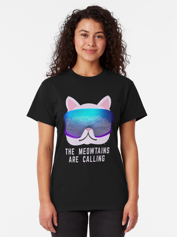 Alternate view of The Meowtains are calling Ski Cat Classic T-Shirt