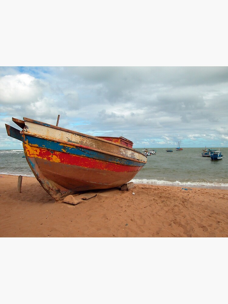 Weathered Old Wooden Fishing Boat Seashore Beach | Poster