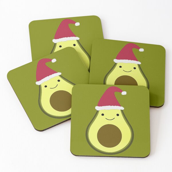 Item preview, Kawaii Avocado Wearing a Santa Hat designed and sold by Hedgie Designs.
