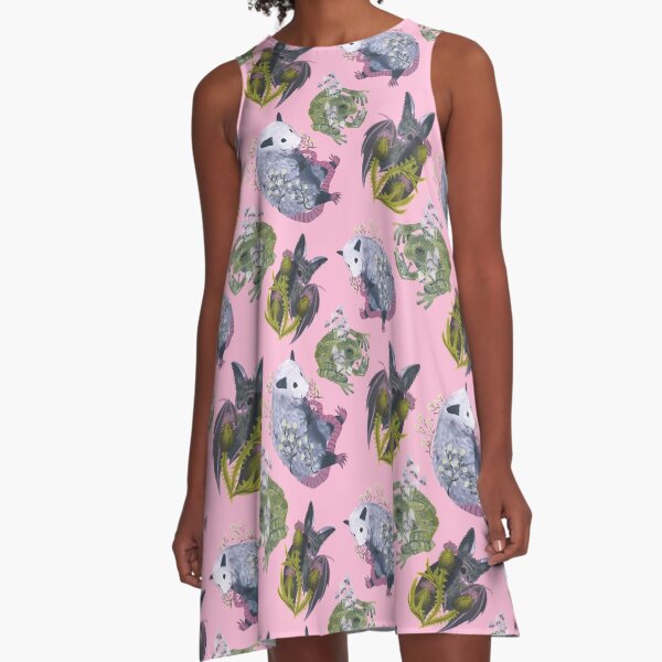 Blumen und Freunde A-Linien Kleid