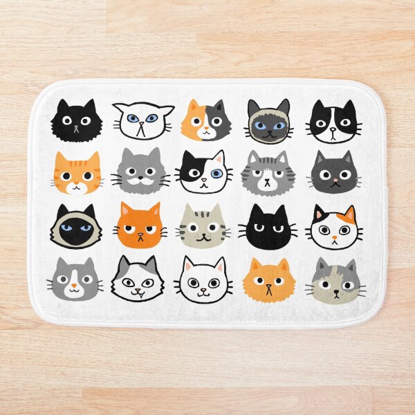 Aperçu de l'œuvre Visages de chats assortis | Dessins de chatons mignons et originaux créée et vendue par Jenn Inashvili.