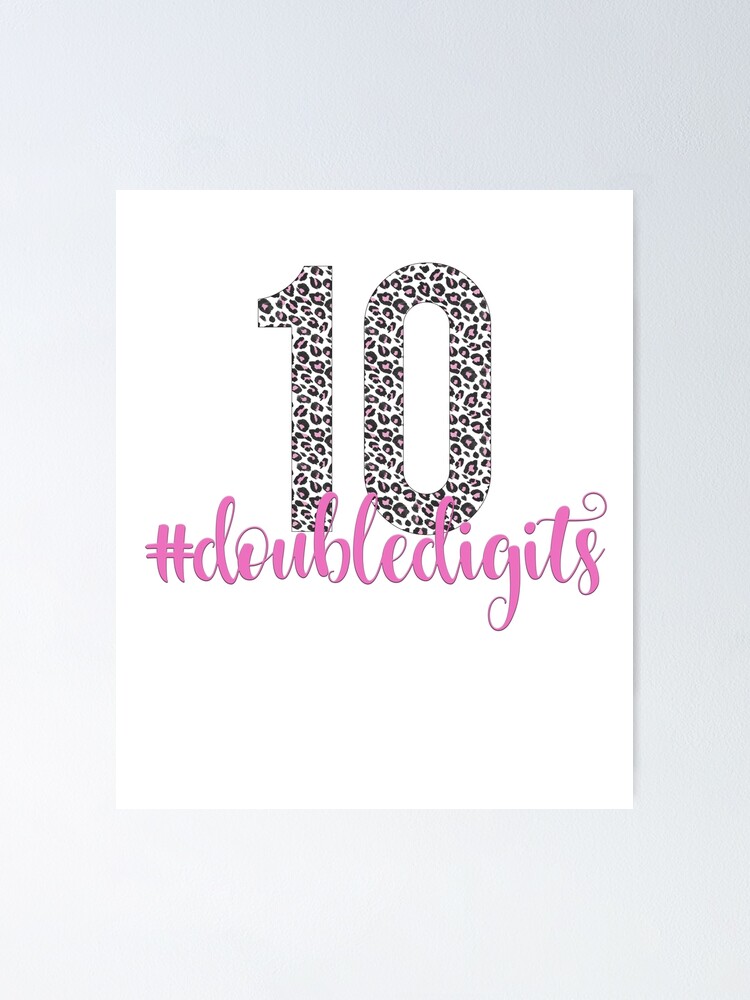 Imagen 1 de 3, Póster con la obra 10th Birthday Girl Gift Double Digits Girls Faux Glitter Ten 10 Pink Leopard, diseñada y vendida por ABMStudio.