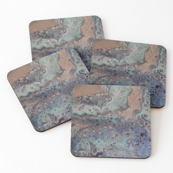 Item preview, Blue and Gold and Green Abstract Paint Pouring  designed and sold by thestudiospill.