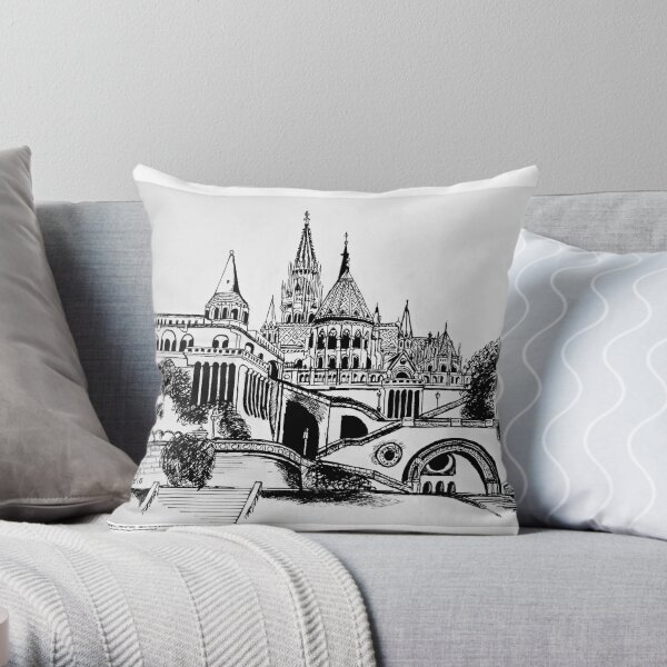 Matthias church, Budapest Castle Throw Pillow