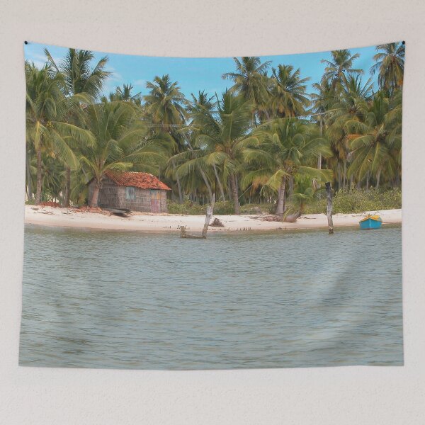 Item preview, Tropical Beach Coastline Fishing Boat Hut Palm Trees, Brazil designed and sold by worldways.