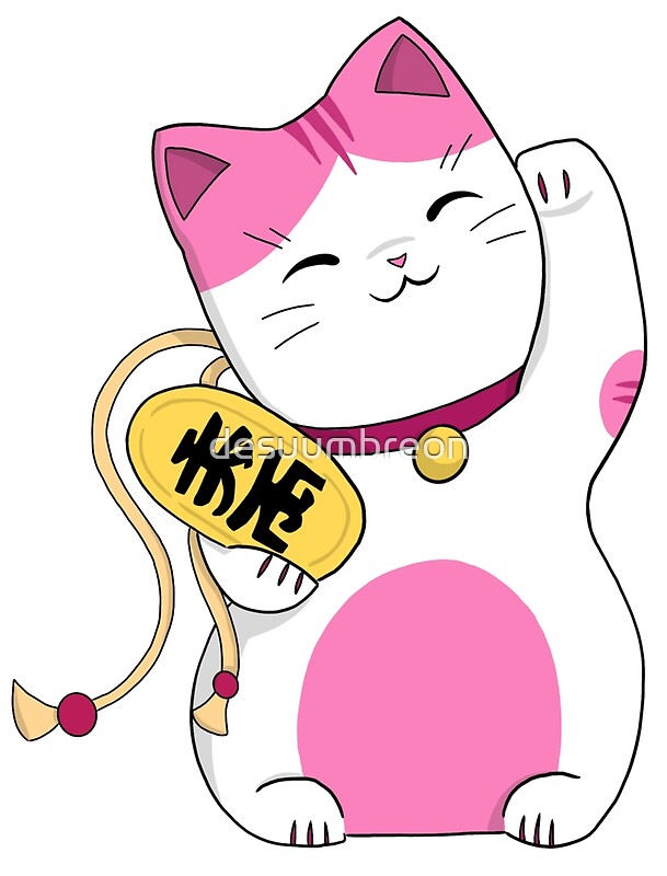 "Pink lucky cat" by desuumbreon Redbubble