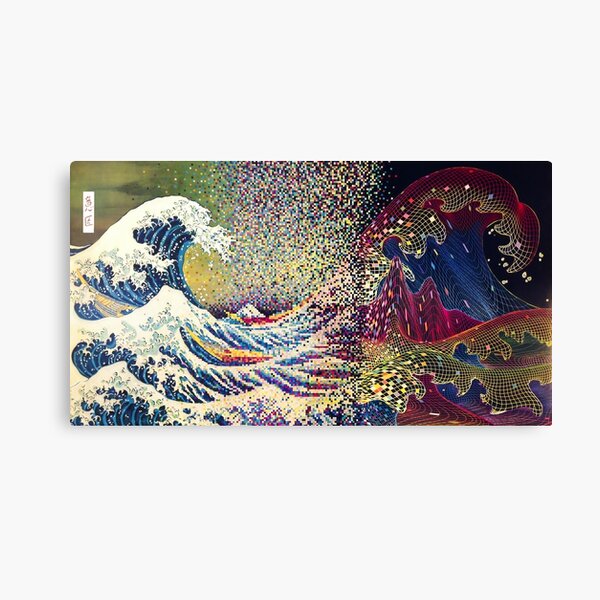 Vaporwave Retro-Version der Großen Welle von Kanagawa Leinwanddruck