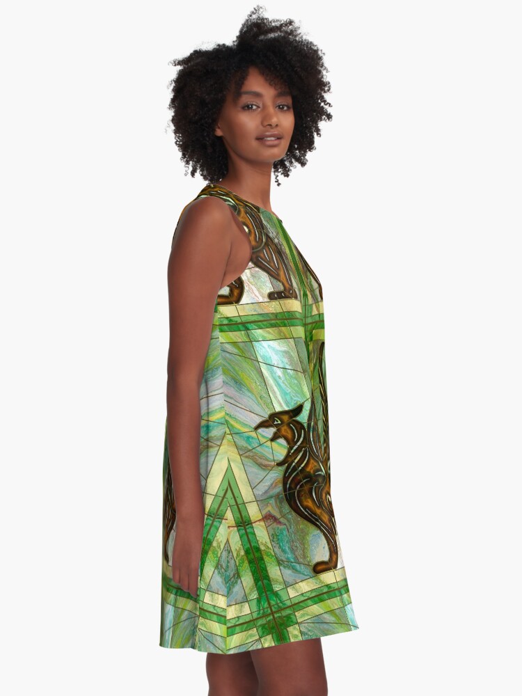 Alternate view of Gryphon: stained glass griffin A-Line Dress