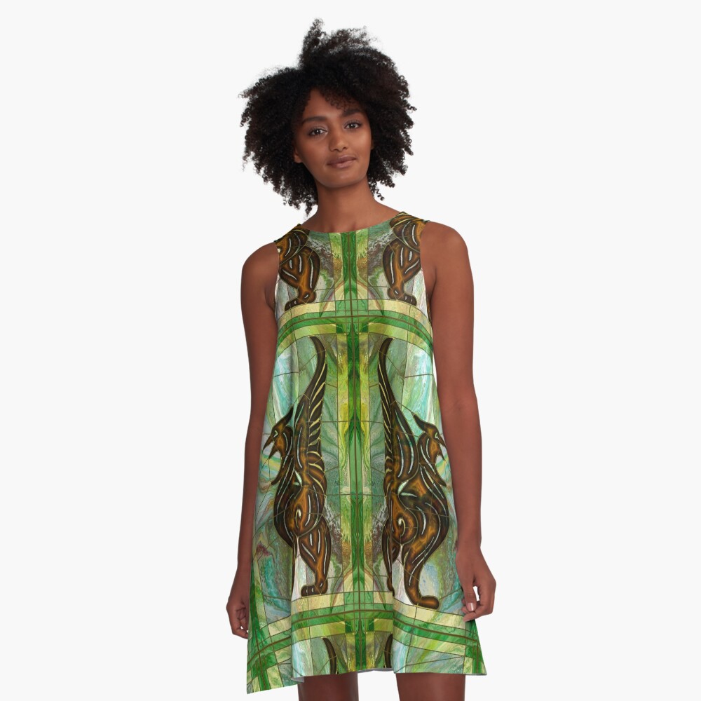 Gryphon: stained glass griffin A-Line Dress
