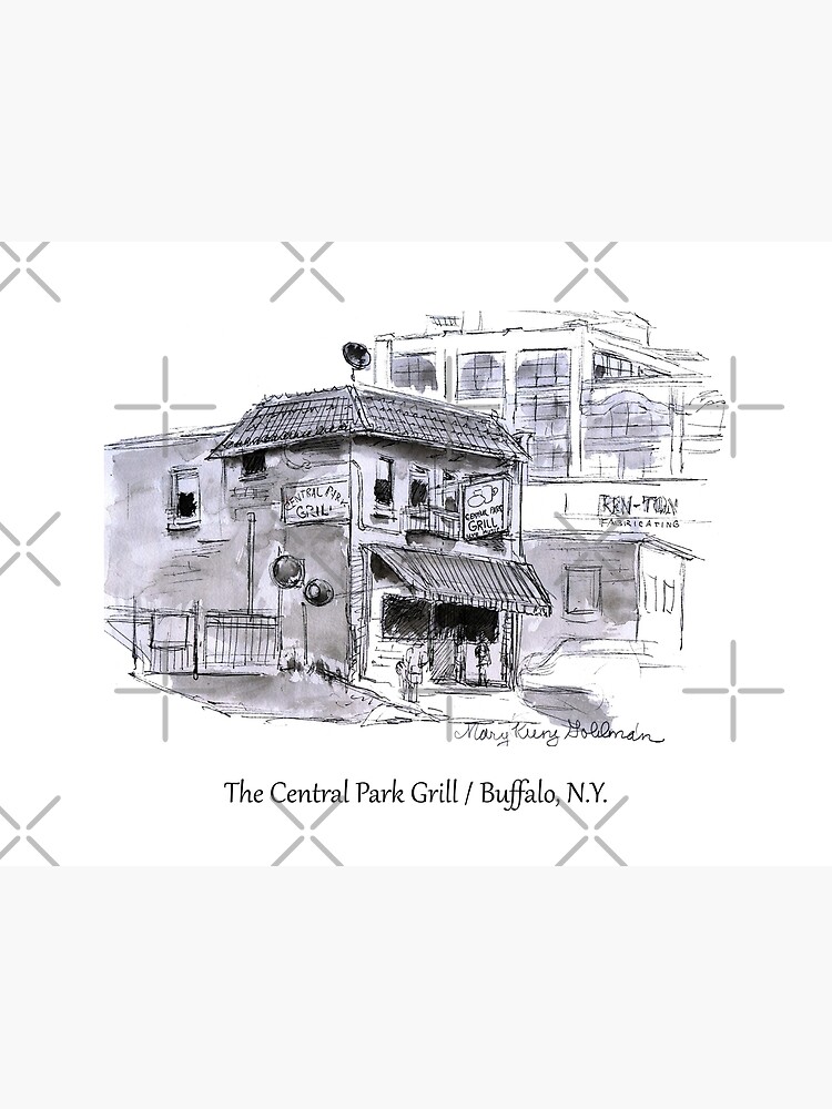 Disover Buffalo NY Central Park Grill Hand-Drawn Ink Sketch by Mary Kunz Goldman Premium Matte Vertical Poster