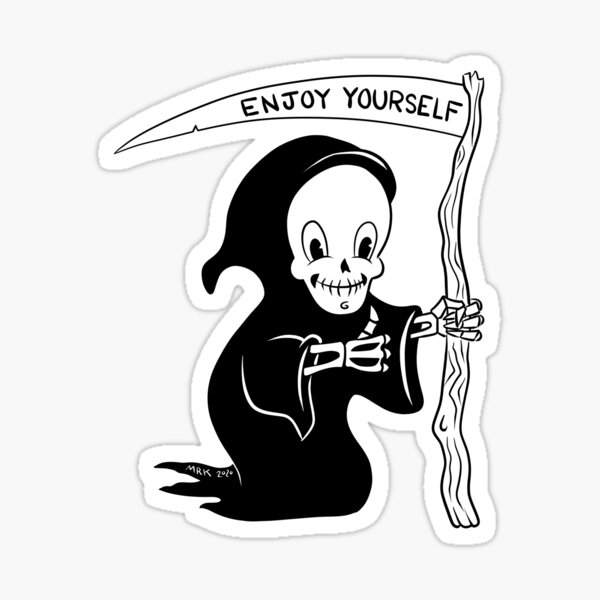 Cute Grim Reaper, Skull, low brow, tattoo art Sticker