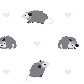 Artwork thumbnail, opossum print with hearts by Lindsey Sheets
