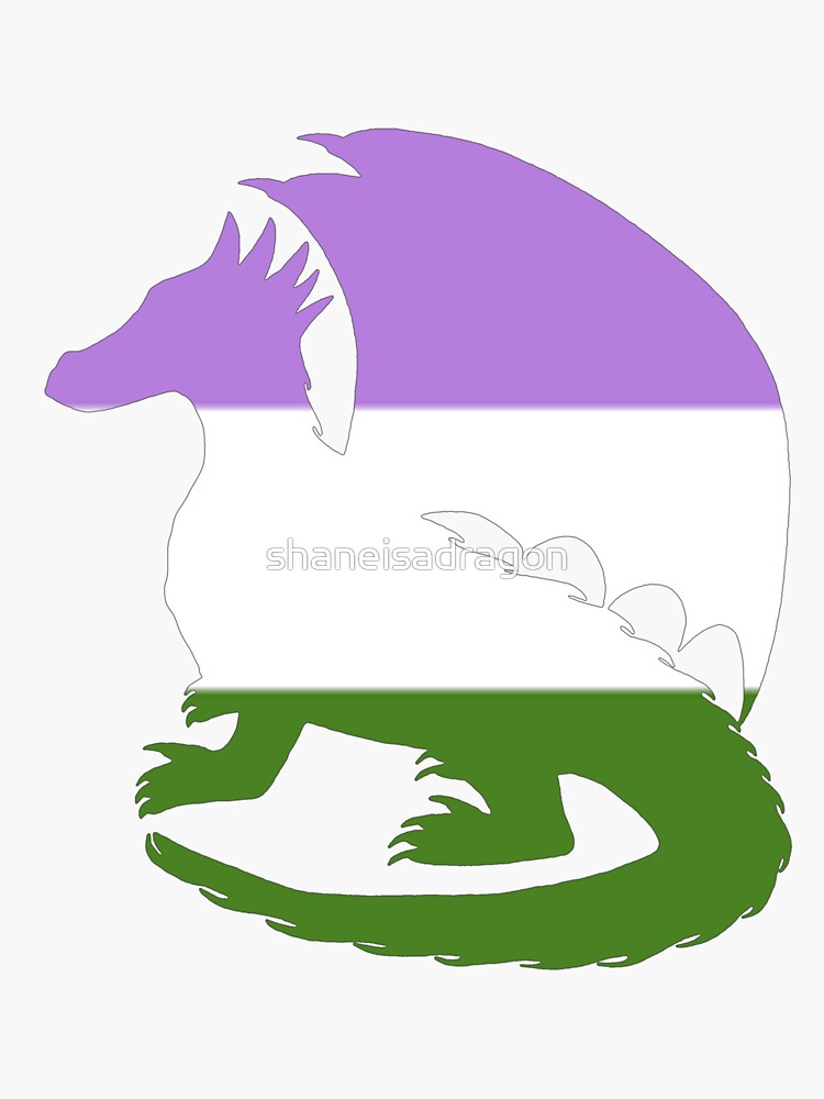 Genderqueer Pride Dragon Silhouette Sticker By Shaneisadragon Redbubble