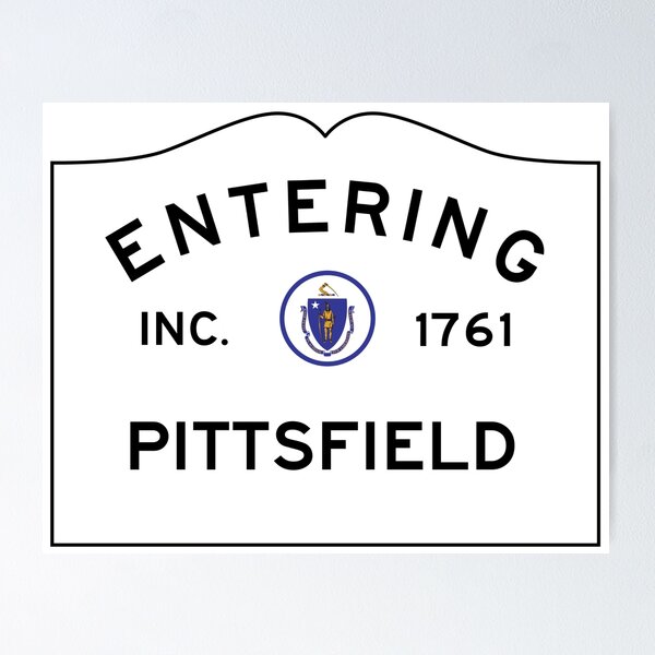 Item preview, Entering Pittsfield Massachusetts - Commonwealth of Massachusetts Road Sign  designed and sold by NewNomads.