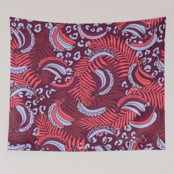 Item preview, Coral and Light Blue Bananas and Palms designed and sold by Carolina Diaz.