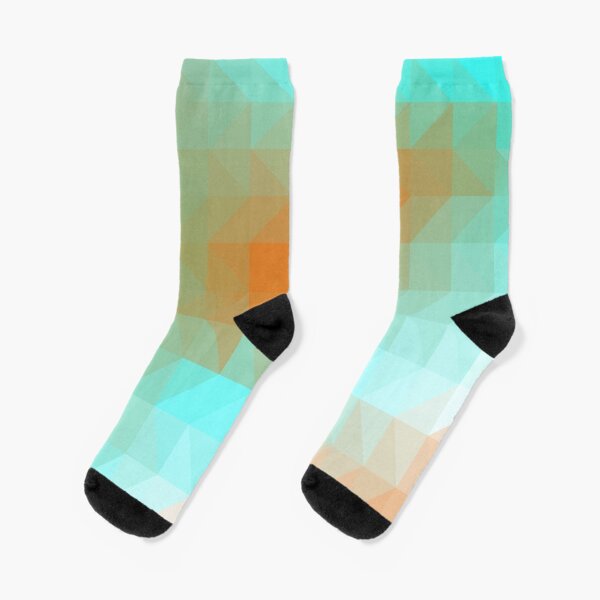 Triangles Aqua Orange Socks