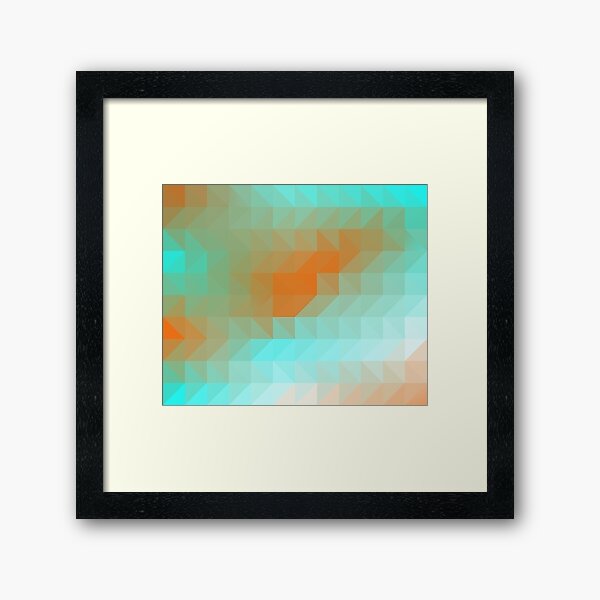 Triangles Aqua Orange Framed Art Print