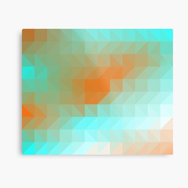 Triangles Aqua Orange Metal Print