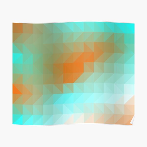 Triangles Aqua Orange Poster