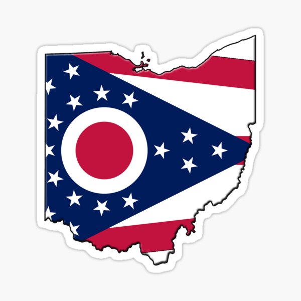 "Ohio State Flag & Outline" Sticker by Davedinho | Redbubble