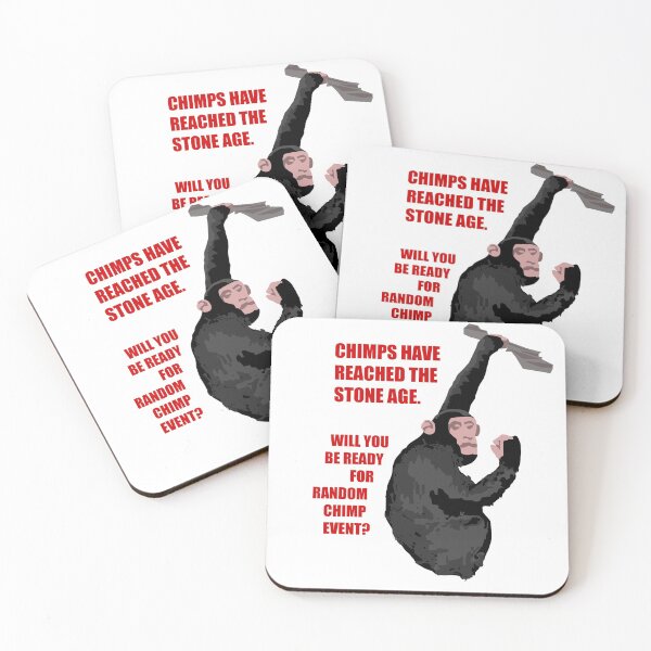 Item preview, PRIMATES HAVE REACHED THE STONE AGE WILL YOU BE READY FOR RANDOM CHIMP EVENT POSTER DESIGN RED TEXT designed and sold by RANDOM CHIMP EVENT official.