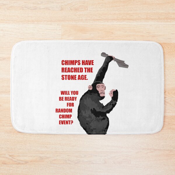 Item preview, PRIMATES HAVE REACHED THE STONE AGE WILL YOU BE READY FOR RANDOM CHIMP EVENT POSTER DESIGN RED TEXT designed and sold by RANDOM CHIMP EVENT official.