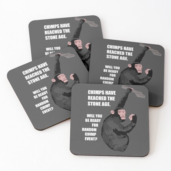 Item preview, PRIMATES HAVE REACHED THE STONE AGE WILL YOU BE READY FOR RANDOM CHIMP EVENT POSTER DESIGN WHITE TEXT designed and sold by RANDOM CHIMP EVENT official.