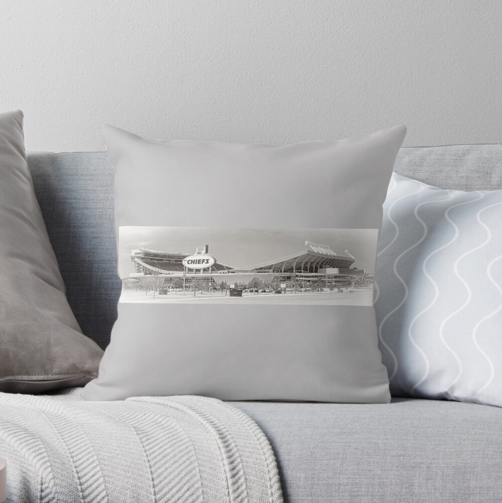 Arrowhead Stadium, Kansas City Chiefs, Tilt-Shift, Black and White Throw Pillow