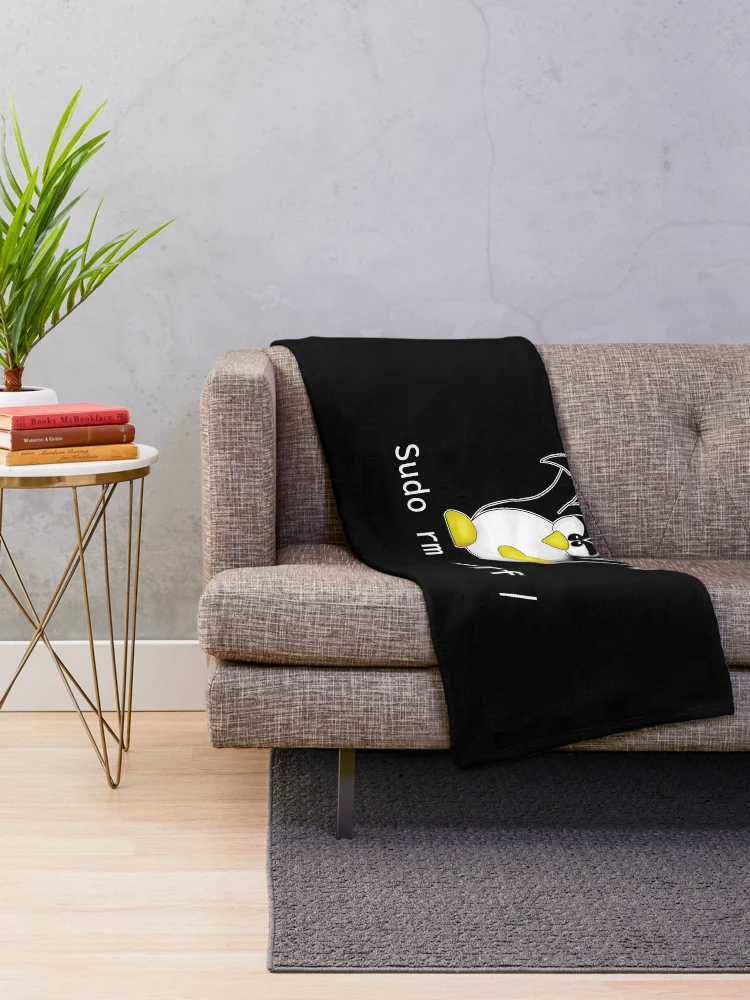 Thumbnail 2 of 6, Throw Blanket, Tux Linux Penguin Sudo Rm Rf | Programmer Developer Hacker designed and sold by Cedinho.