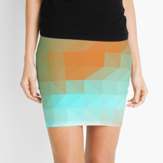Triangles Aqua Orange Mini Skirt
