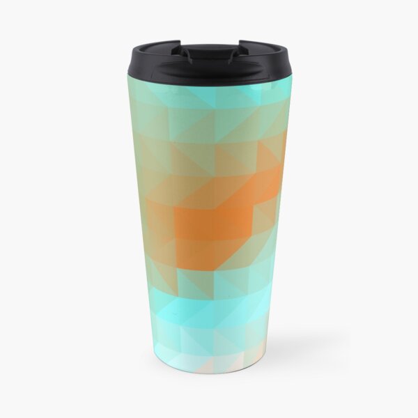 Triangles Aqua Orange Travel Coffee Mug
