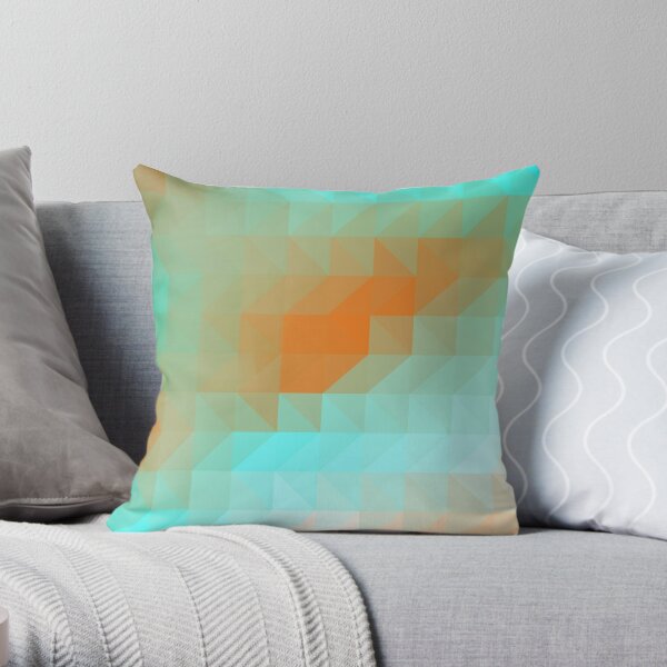 Triangles Aqua Orange Throw Pillow