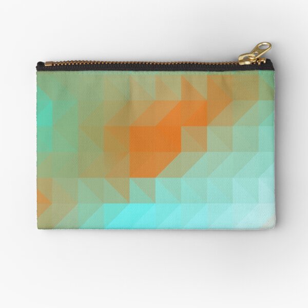 Triangles Aqua Orange Zipper Pouch