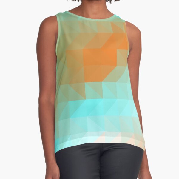 Triangles Aqua Orange Sleeveless Top