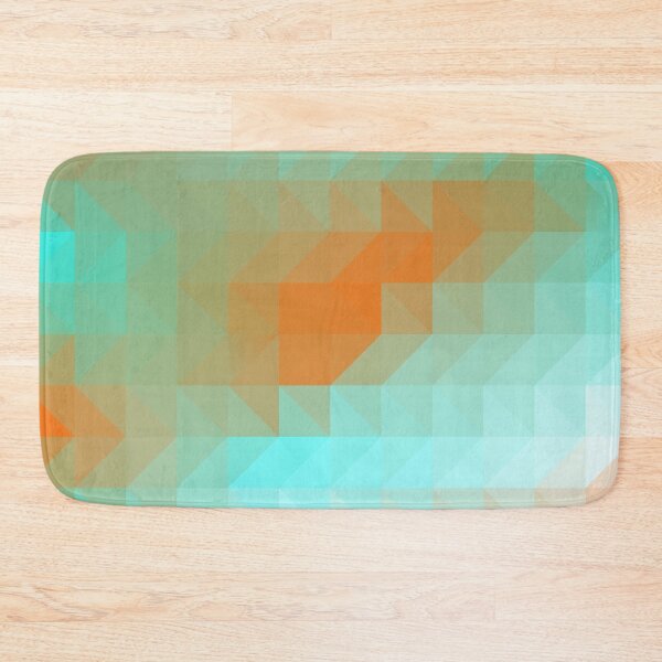 Triangles Aqua Orange Bath Mat