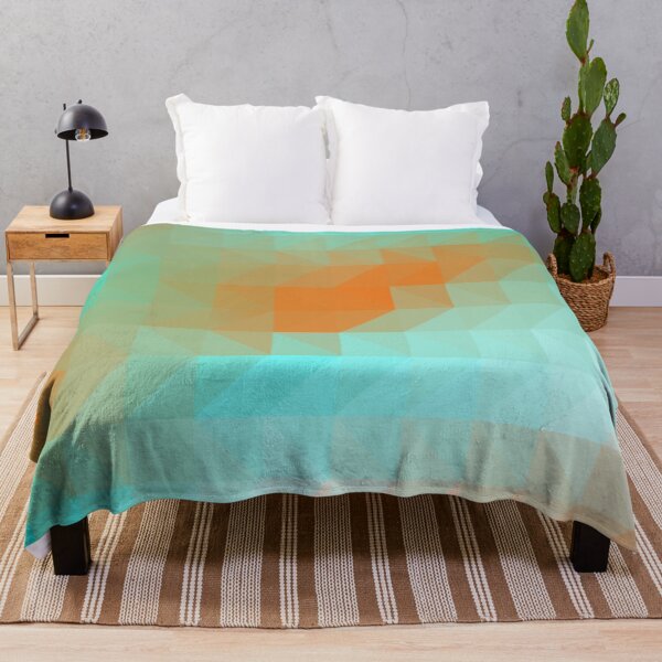 Triangles Aqua Orange Throw Blanket