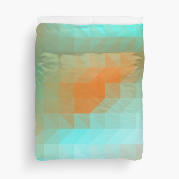 Triangles Aqua Orange Duvet Cover