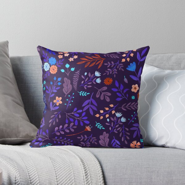 Purple wild flowers Throw Pillow