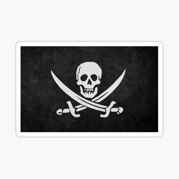 The Rebel Pirate Skull and Cross Bones Crossbones Sticker Decal Graphic V4 Black