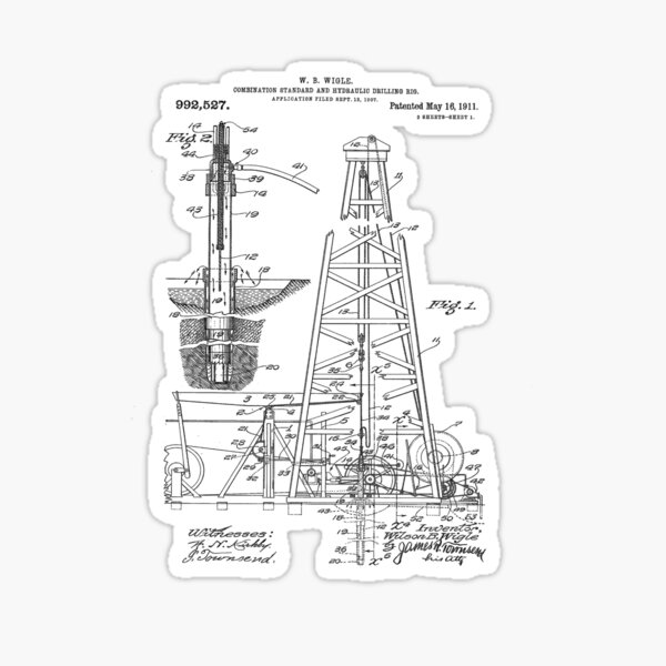 Item preview, 1911 Oil Rig Patent designed and sold by Barry Jones Art and More.