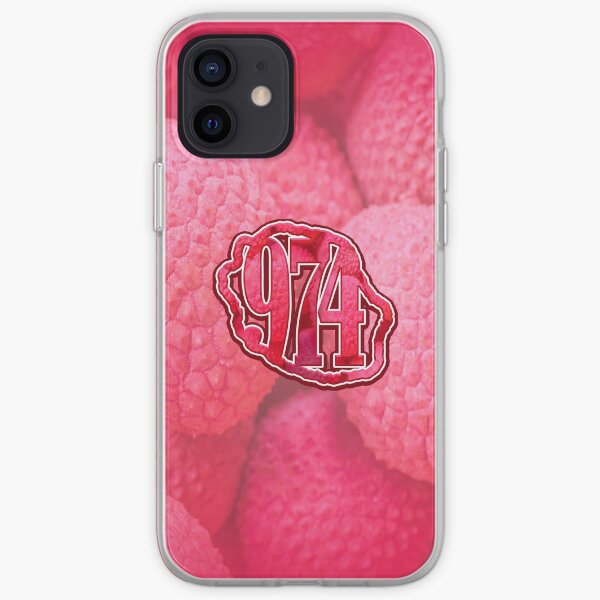 974 Ile de La Reunion - Logo - Rose letchi Coque souple iPhone