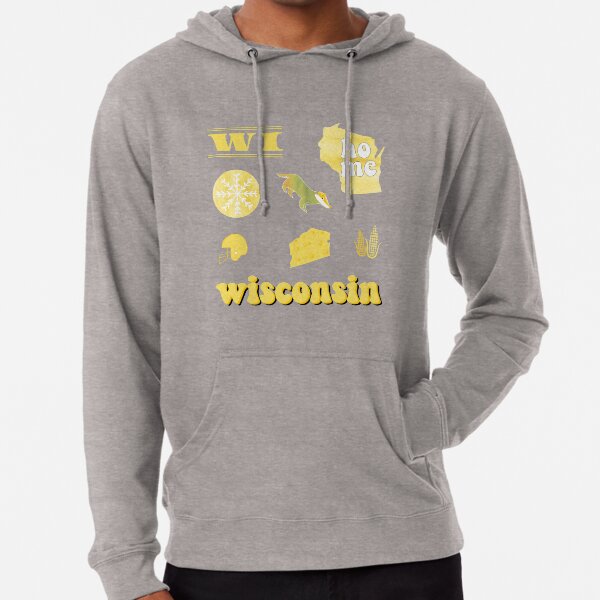 Light Yellow Watercolor Wisconsin US State Pack Lightweight Hoodie