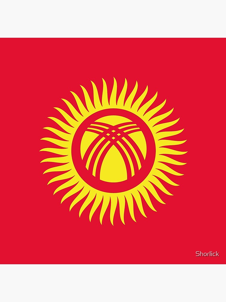 Aperçu 3 sur 3. Coussin avec l'œuvre Drapeau du Kirghizistan créée et vendue par Shorlick.