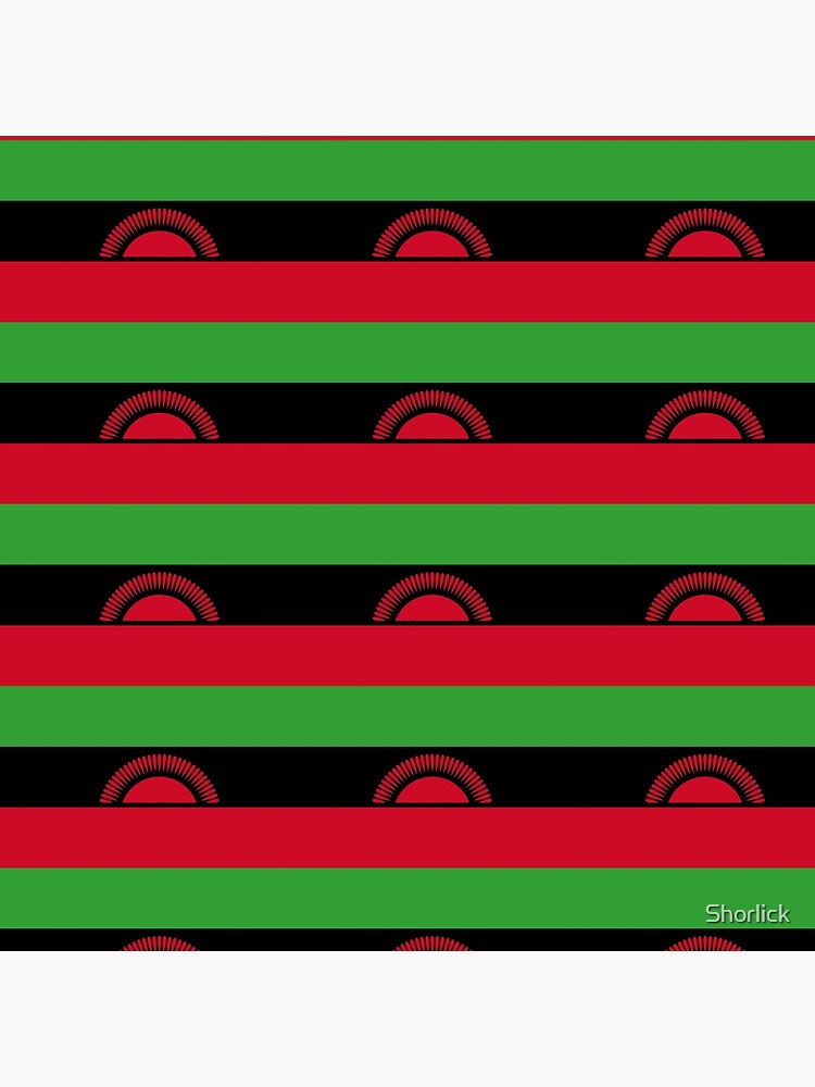 Aperçu 3 sur 3. Coussin avec l'œuvre Drapeau du Malawi créée et vendue par Shorlick.