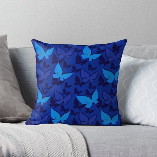 Blue Butterflies Throw Pillow