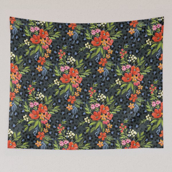 Item preview, Warm Coral Maximalist Leopard Print Floral designed and sold by micklyn.