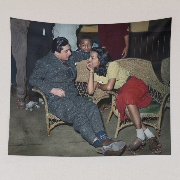 Item preview, Couple at rollerskating rink. Southside, Chicago, Illinois, 1941 designed and sold by Sanna Dullaway.
