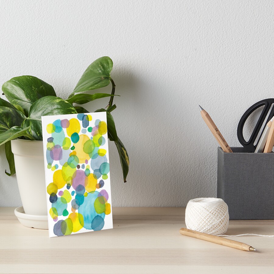 watercolor green bubbles spring pattern Art Board Print