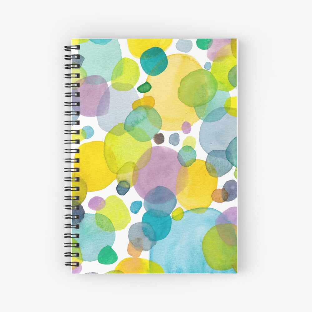 watercolor green bubbles spring pattern Spiral Notebook